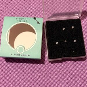 Cotati Design Silver Stud Push Pin Earrings Set
